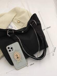 Túi Xách tay Nữ Lá thư Đôi tay cầm - màu đen - Xem 7