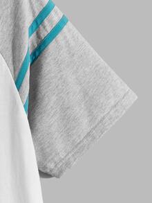 Manfinity Men Stripe Tape Contrast Raglan Sleeve Tee - White - View 4