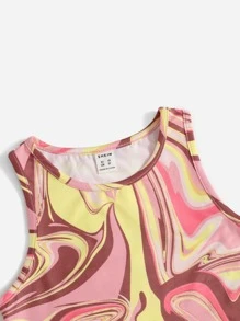 SHEIN Niñas Top tank corto con estampado de mármol - Multicolor - Ver 3