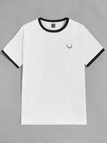 Manfinity Men Graphic Print Ringer Tee - White - View 1