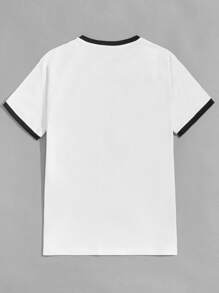 Manfinity Men Graphic Print Ringer Tee - White - View 2