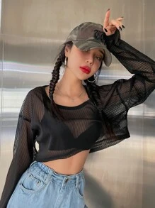 DAZY Áo crop top sọc trễ vai không có áo ngực - màu đen - Xem 3