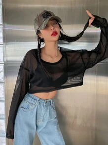 DAZY Áo crop top sọc trễ vai không có áo ngực - màu đen - Xem 4
