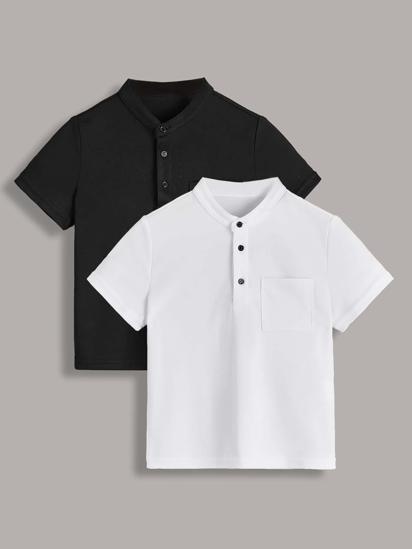 Shein Toddler Boys 2pcs Half Button Patched Pocket Polo Shirt Shein Usa