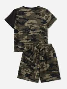 SHEIN Bộ thời trang bé trai Dây kéo Túi Khối Màu Ngụy trang Thể thao - Nhiều màu - Xem 2