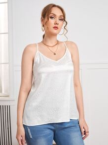 SHEIN Unity Plus Jacquard Cami Top - White - View 5