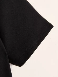 SHEIN Tops con trai Hoạt hình Slogan Giải trí - màu đen - Xem 5