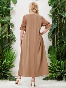 Đầm Plus Size Xù màu trơn Giải trí - Màu nâu  Mocha - Xem 2
