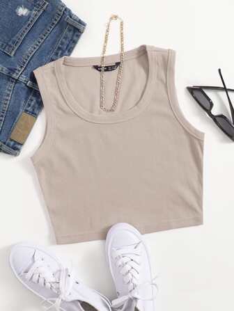 Top tank de cuello redondo