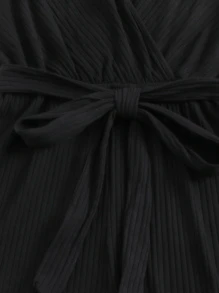 SHEIN EZwear Jumpsuits Plus Size Thắt lưng Trọn gói Gân đan màu trơn Giải trí - màu đen - Xem 5