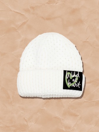 Grunge Punk Gorro de punto con estampado de letra con parche