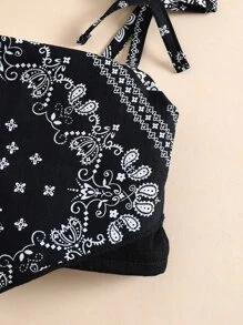 嬰兒女孩paisley印花蝴蝶肩帶斗篷背心和褲子