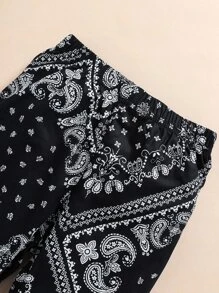 嬰兒女孩paisley印花蝴蝶肩帶斗篷背心和褲子