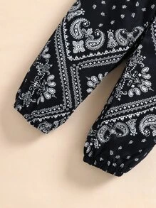 嬰兒女孩paisley印花蝴蝶肩帶斗篷背心和褲子