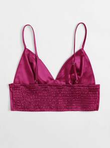 SHEIN ICON Shirred Back Satin Bralet Top - Red Violet - View 2