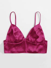 SHEIN ICON Shirred Back Satin Bralet Top - Red Violet - View 4