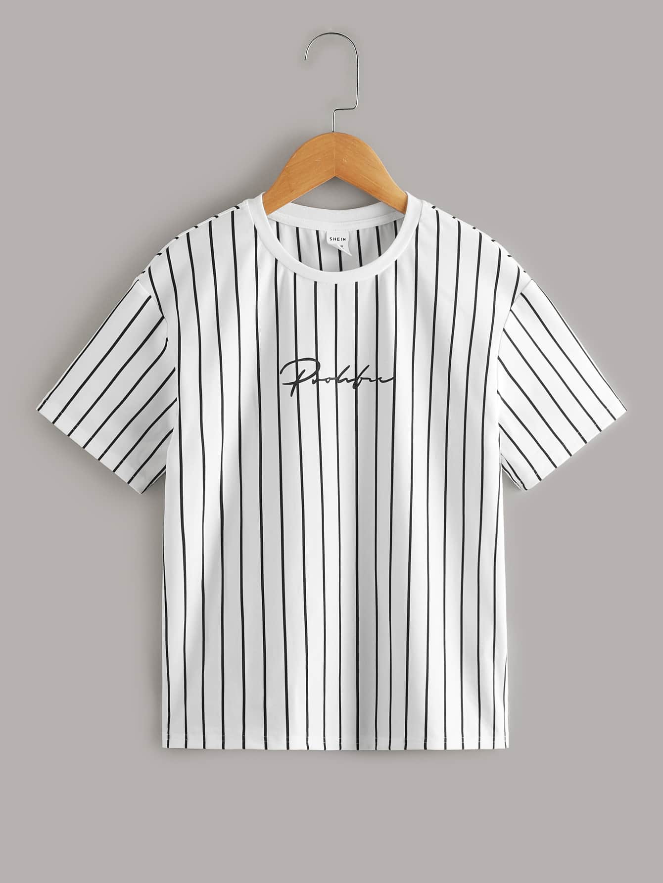 T-shirt Pour Garçon De Tweed 2 Pièces À Épaules Tombantes, Avec Lettres Et Rayures 9