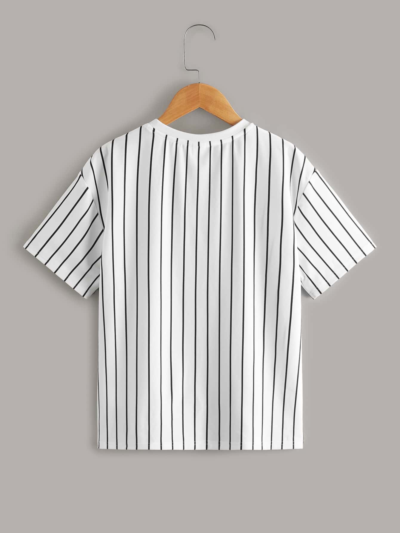 T-shirt Pour Garçon De Tweed 2 Pièces À Épaules Tombantes, Avec Lettres Et Rayures 10