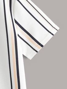 SHEIN Striped & Letter Printed Short Sleeve T-Shirt For Tween Boys, Casual Wear For Summer - Multicolor - View 4