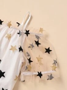 Malha Contraste Geométrico Fofo Outfit de Duas Peças para Menina