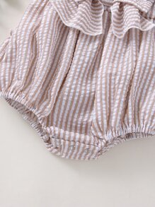 Baby Girl Striped Shirred Ruffle Trim Cami Bodysuit - Multicolor - View 3