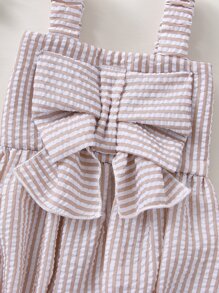Baby Girl Striped Shirred Ruffle Trim Cami Bodysuit - Multicolor - View 5