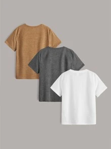 女孩休閒針織圓領短袖t恤3入組 - 彩色 - 查看 2