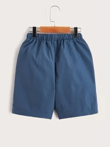 SHEIN Boys Drawstring Waist Slant Pocket Shorts - Blue - View 2
