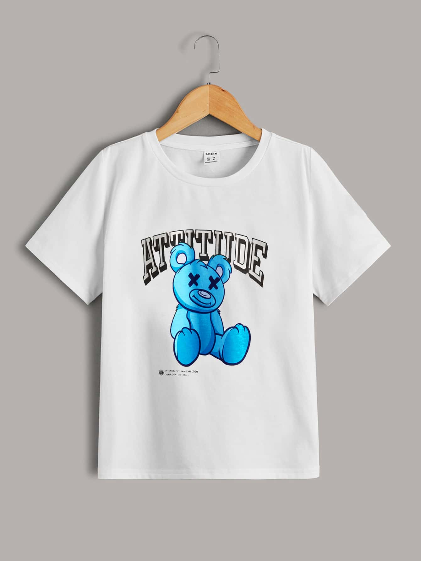 SHEIN Boys Letter & Cartoon Graphic Tee - White - View 1