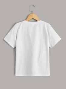 SHEIN Boys Letter & Cartoon Graphic Tee - White - View 2