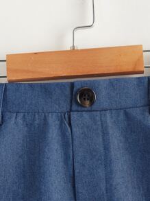 SHEIN Boys Solid Bermuda Shorts - Blue - View 3