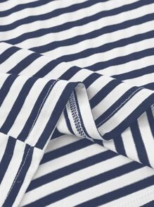 SHEIN EZwear Striped Bodycon Dress - Blue and White - View 3