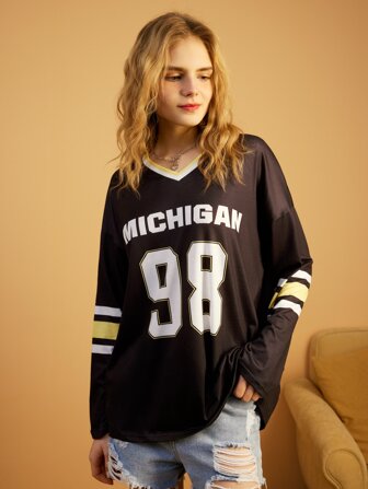 Street Life Basketball Trikot mit Buchstaben und Streifen