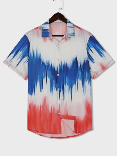 Männer Shirt mit Batik, Knopf vorne