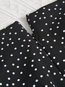 Breezaya Polka Dot Puff Sleeve Shirred Tie Back Top & Ruffle Hem Skirt - Black - View 3