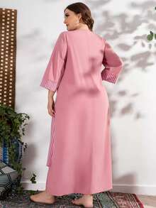 Plus Striped Knot Side Dress - Pink - View 2