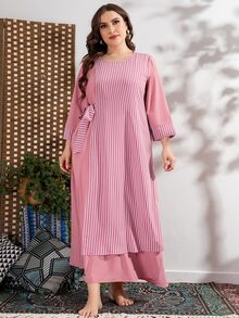 Plus Striped Knot Side Dress - Pink - View 4