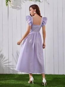 Mulvari Vestido sisa con fruncido de rayas - Lila Púrpura - Ver 2