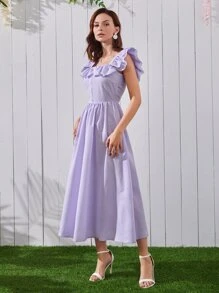 Mulvari Vestido sisa con fruncido de rayas - Lila Púrpura - Ver 3