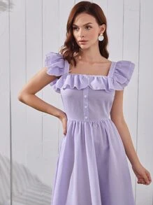 Mulvari Vestido sisa con fruncido de rayas - Lila Púrpura - Ver 4