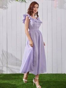 Mulvari Vestido sisa con fruncido de rayas - Lila Púrpura - Ver 5