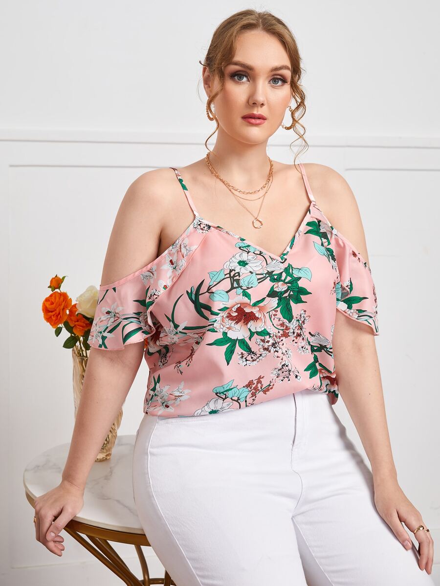 SHEIN Clasi Áo sơ mi Plus Size Hoa Boho - Nhiều màu - Xem 1