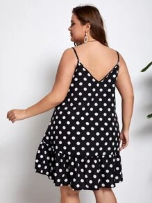 SHEIN VCAY Cami Kleid mit Punkten Muster, Rüschen, ohne Gürtel