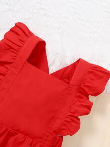 Diadema con vestido de tiras ribete fruncido - Rojo - Ver 3