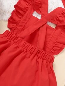 Diadema con vestido de tiras ribete fruncido - Rojo - Ver 4