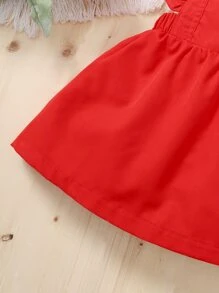 Diadema con vestido de tiras ribete fruncido - Rojo - Ver 5