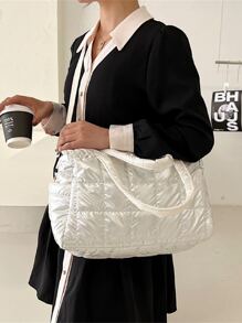 Túi Xách tay Nữ màu trơn Có thể điều chỉnh được Đôi tay cầm - trắng - Xem 1