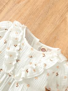 嬰兒小碎花泡泡袖荷葉邊洋裝