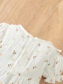 嬰兒小碎花泡泡袖荷葉邊洋裝