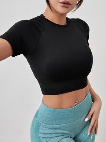 Yoga Basic Áo Tees & Tanks  Thể thao Nữ màu trơn - màu đen - Xem 1